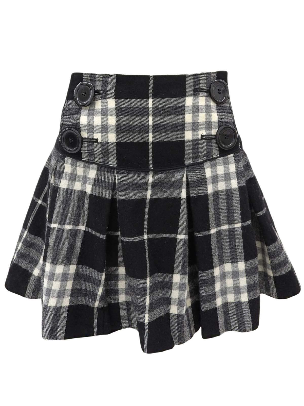 チェックパターンフリルミニスカート #38 ブラック/ホワイト