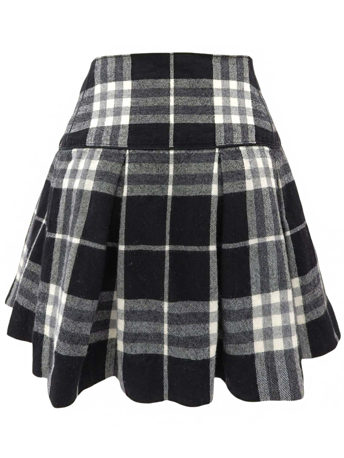 黑/白格纹荷叶边迷你裙