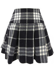 黑/白格纹荷叶边迷你裙