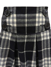 黑/白格纹荷叶边迷你裙