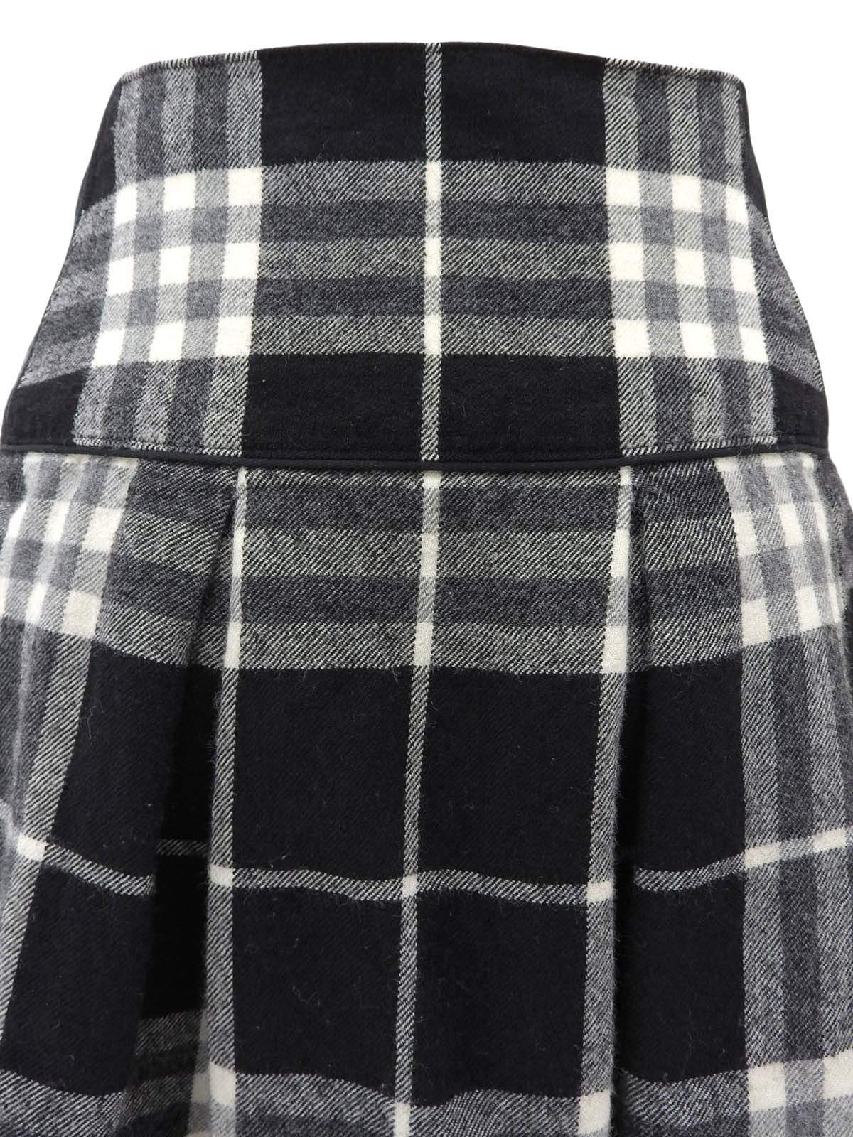 黑/白格纹荷叶边迷你裙