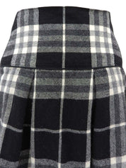 黑/白格纹荷叶边迷你裙