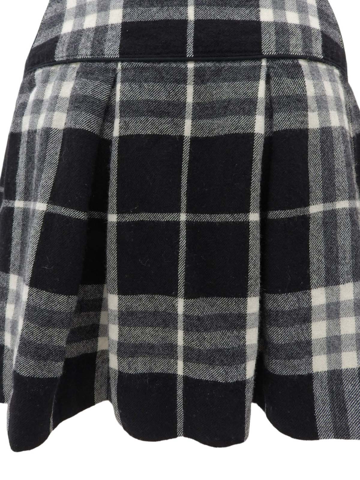 黑/白格纹荷叶边迷你裙