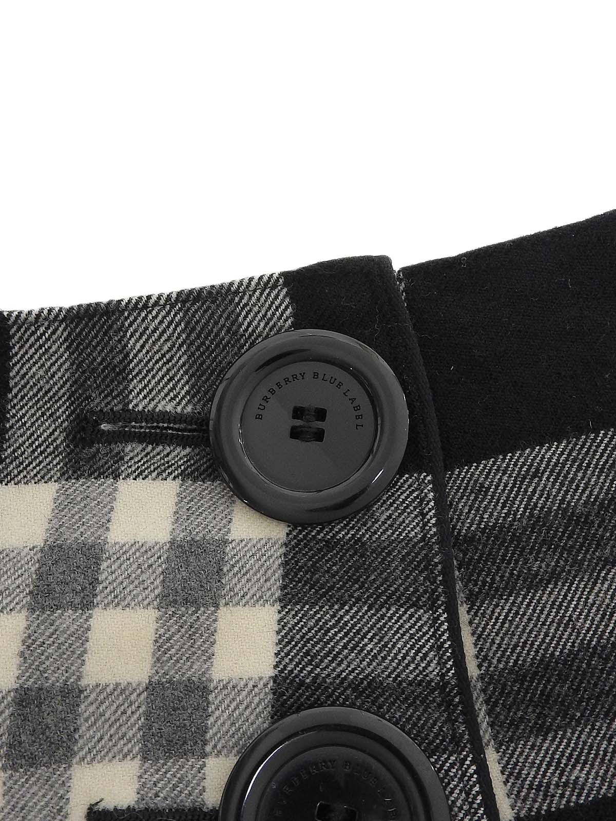 黑/白格纹荷叶边迷你裙