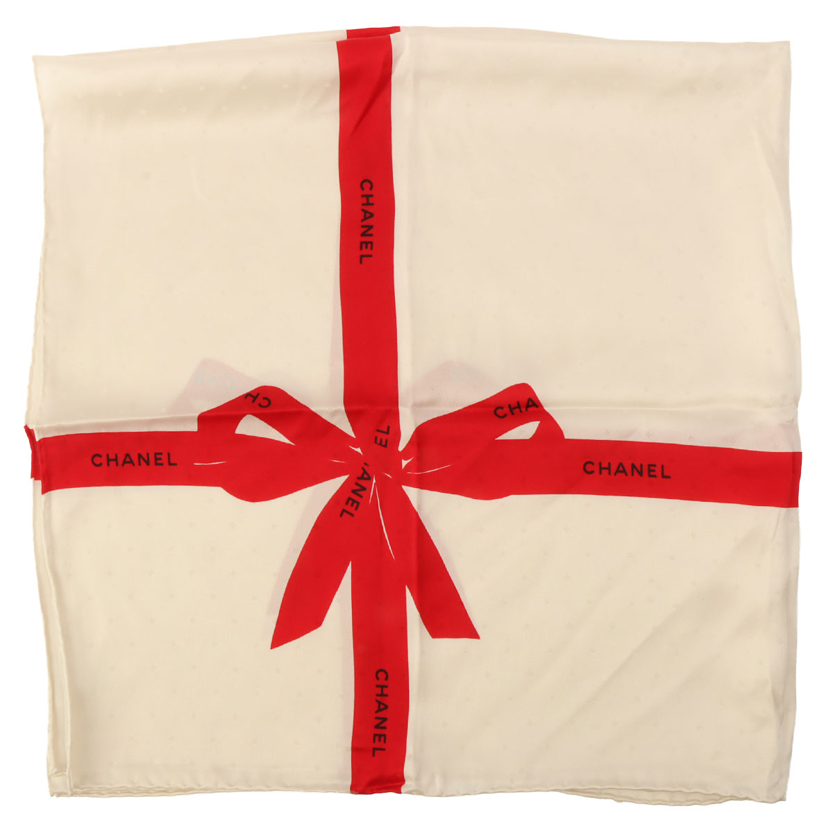 Logo Ribbon Motif Scarf White/Red