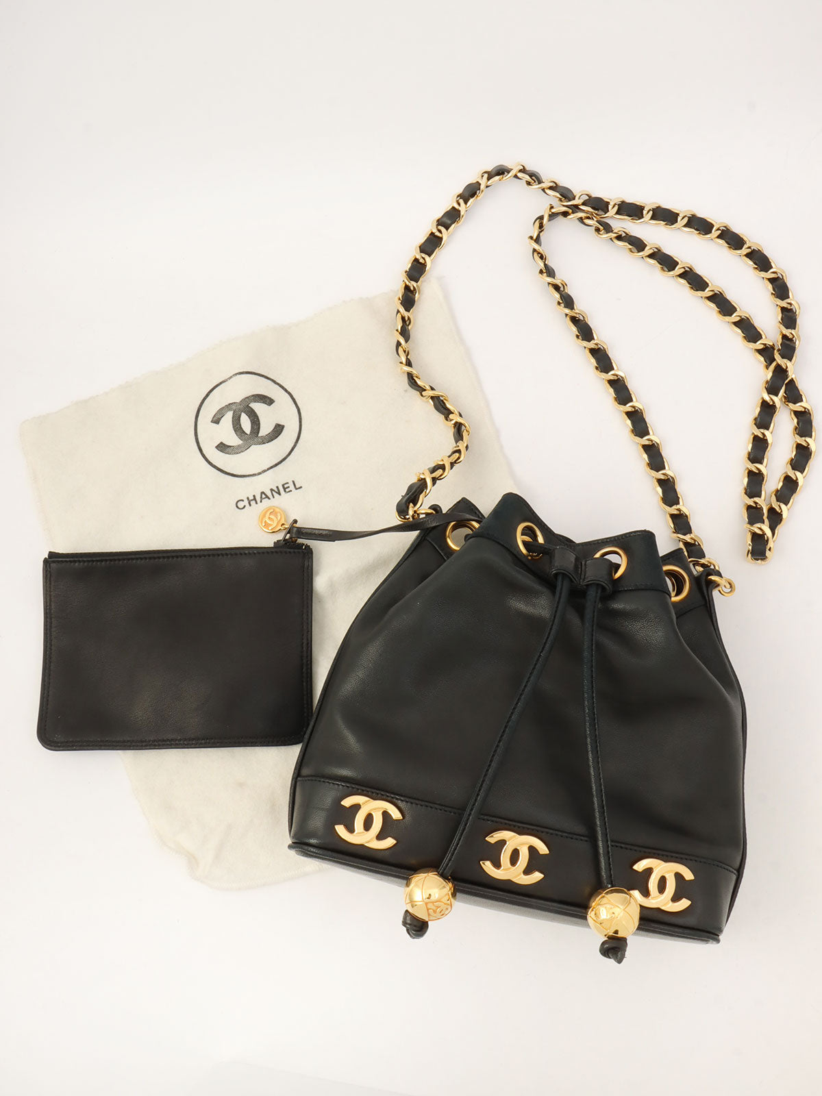 1992年頃製 6CCマークプレート巾着ショルダーバックミニ ブラック