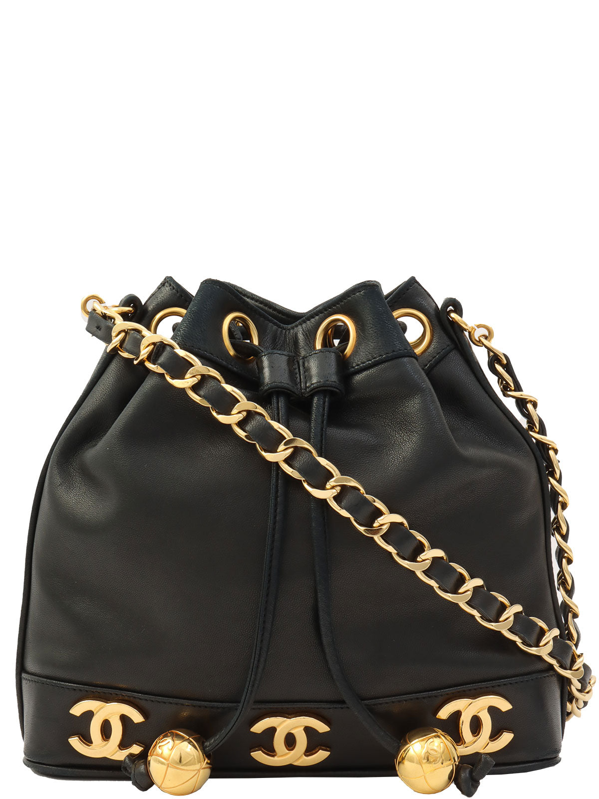 1992年頃製 6CCマークプレート巾着ショルダーバックミニ ブラック