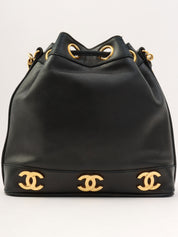 1992年頃製 6CCマークプレート巾着ショルダーバックミニ ブラック