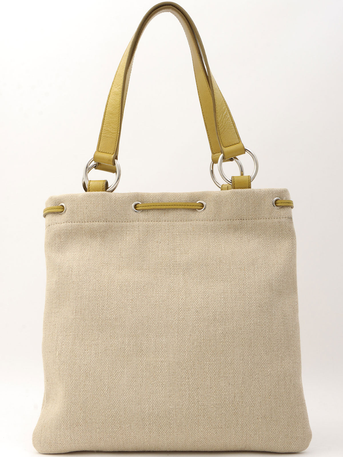 Logo Heart Motif Tote Bag Beige/Lime Green