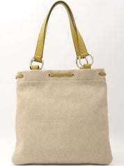 Logo Heart Motif Tote Bag Beige/Lime Green