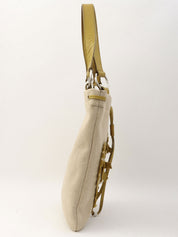 Logo Heart Motif Tote Bag Beige/Lime Green