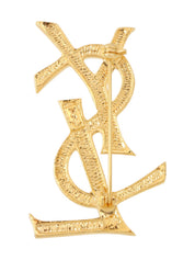 Rhinestone Logo Brooch Gold