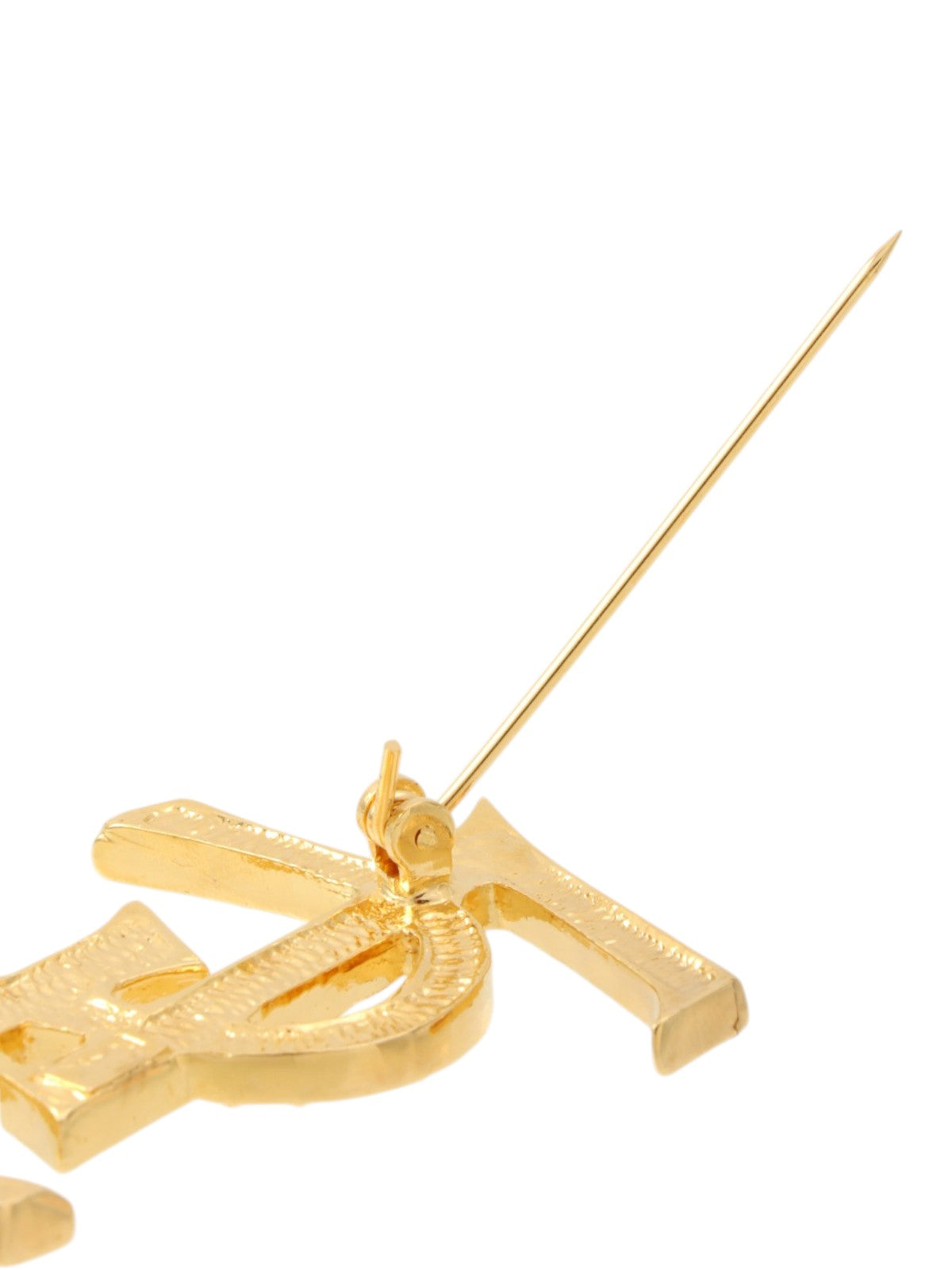 Rhinestone Logo Brooch Gold
