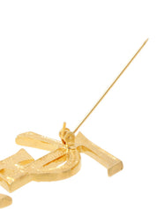 Rhinestone Logo Brooch Gold