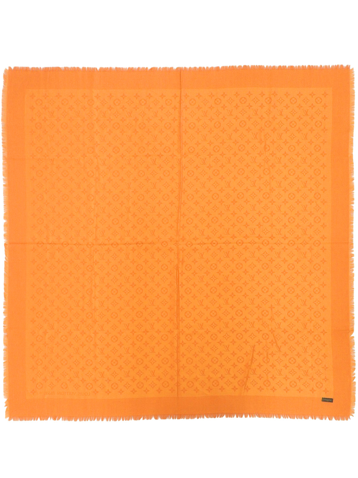 Silk Monogram Pattern Shawl Orange