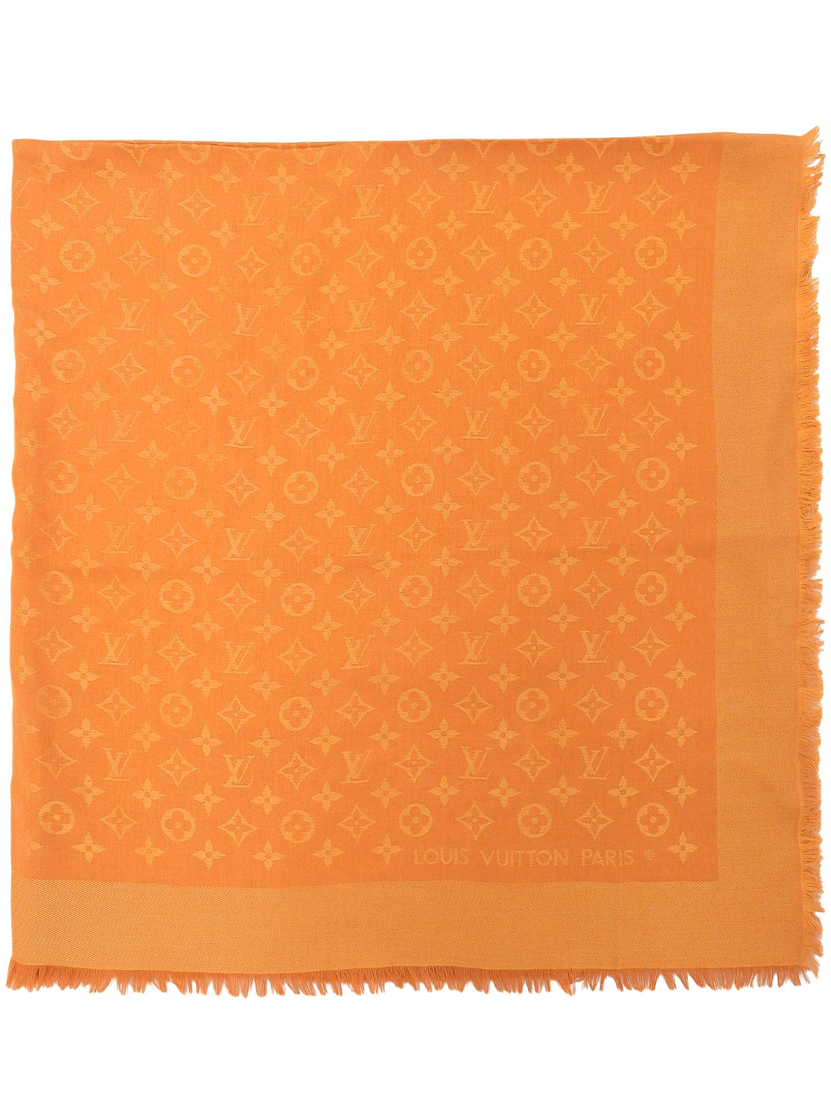 Silk Monogram Pattern Shawl Orange