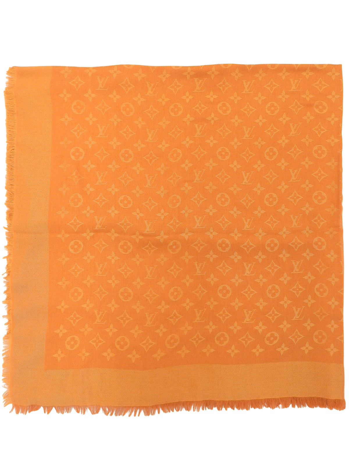 Silk Monogram Pattern Shawl Orange