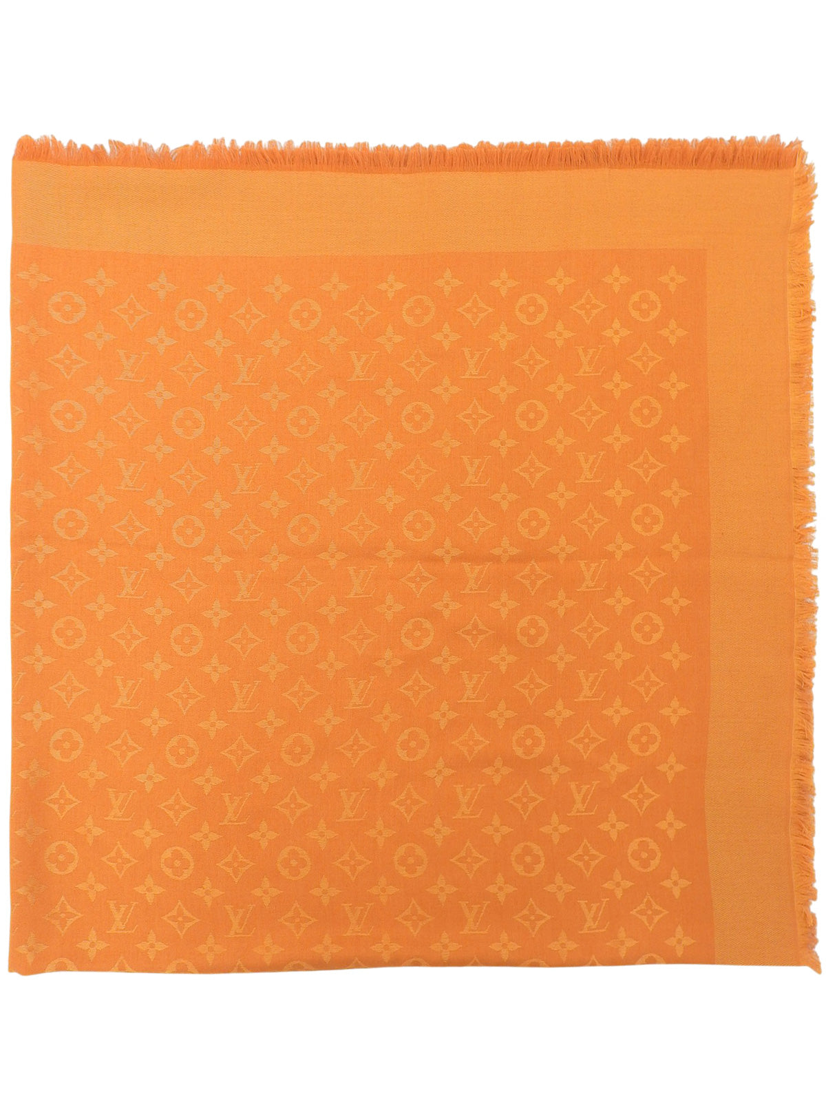 Silk Monogram Pattern Shawl Orange
