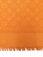 Silk Monogram Pattern Shawl Orange