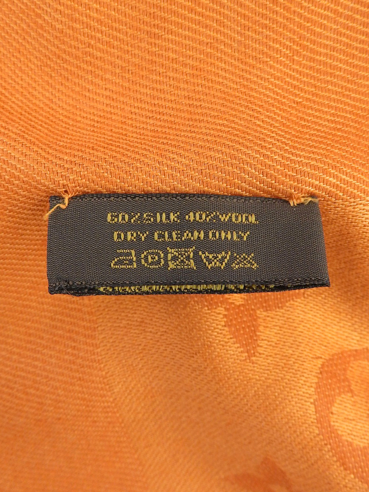 Silk Monogram Pattern Shawl Orange