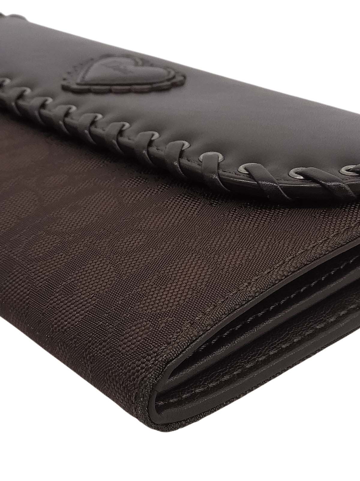 トロッターパターンハートロゴエンボスロングウォレット ブラウン