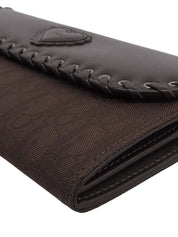 トロッターパターンハートロゴエンボスロングウォレット ブラウン