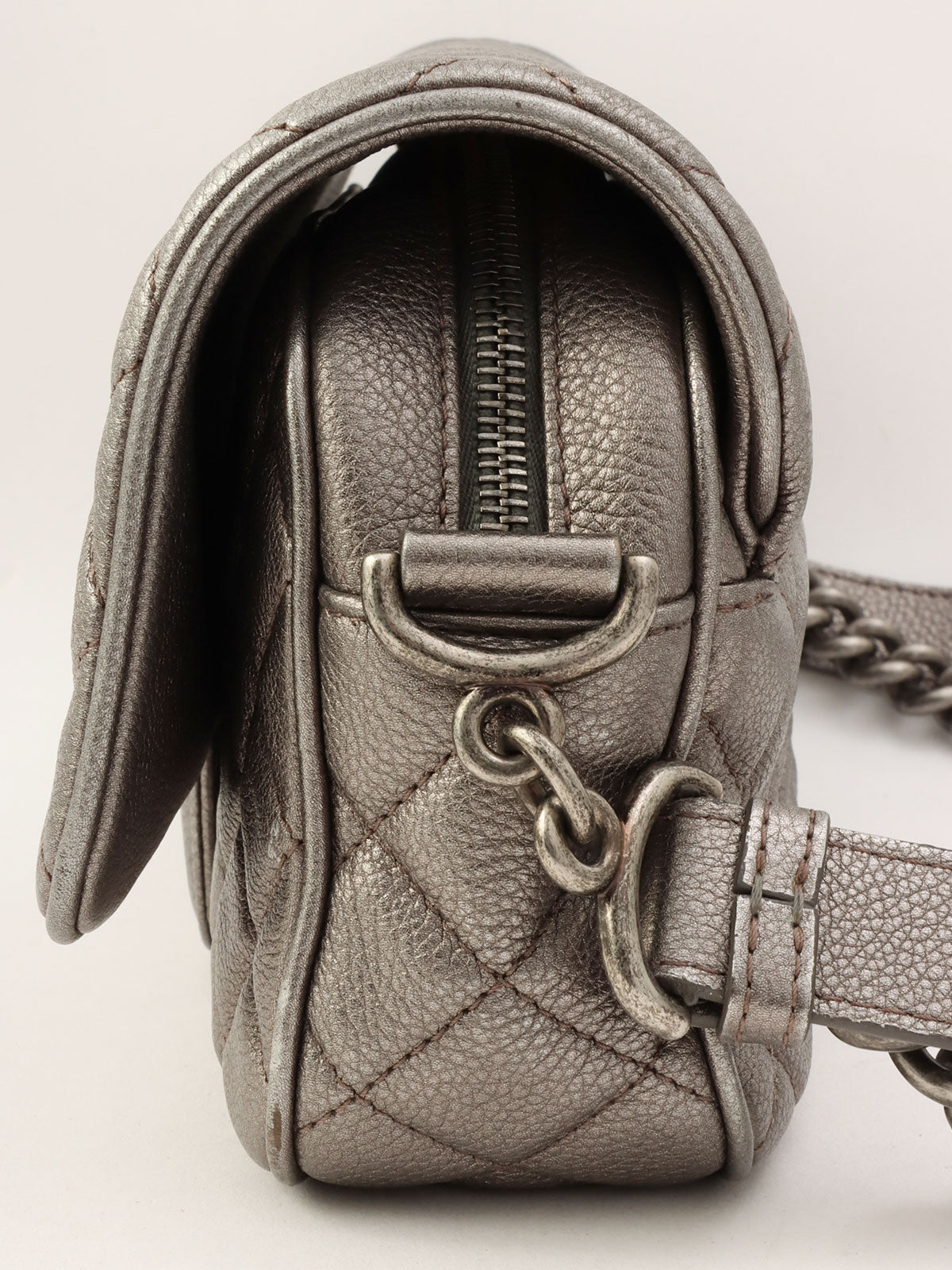 Around 2016 Made CC Turn Lock Chain Shoulder Bag Silver
