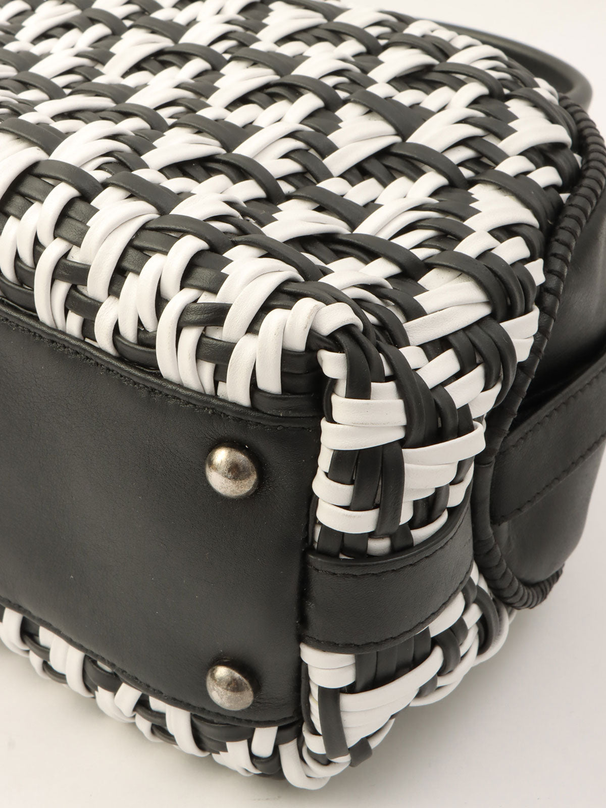 Bowling bag with CC mark plate and braiding, Black/White, made around 2015