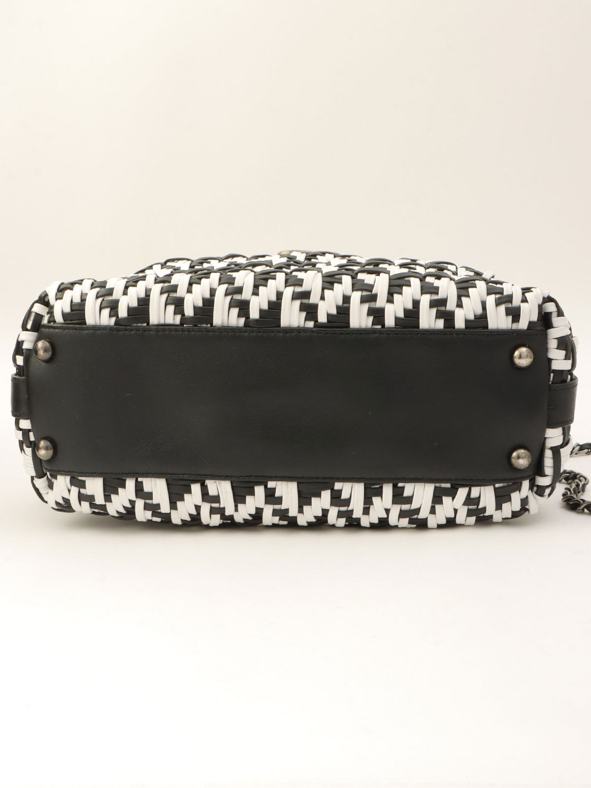 Bowling bag with CC mark plate and braiding, Black/White, made around 2015
