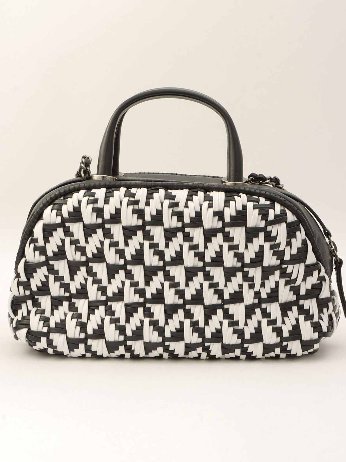 Bowling bag with CC mark plate and braiding, Black/White, made around 2015