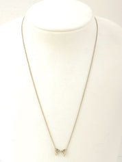 925ラインストーンダブルラビングハートネックレス シルバー