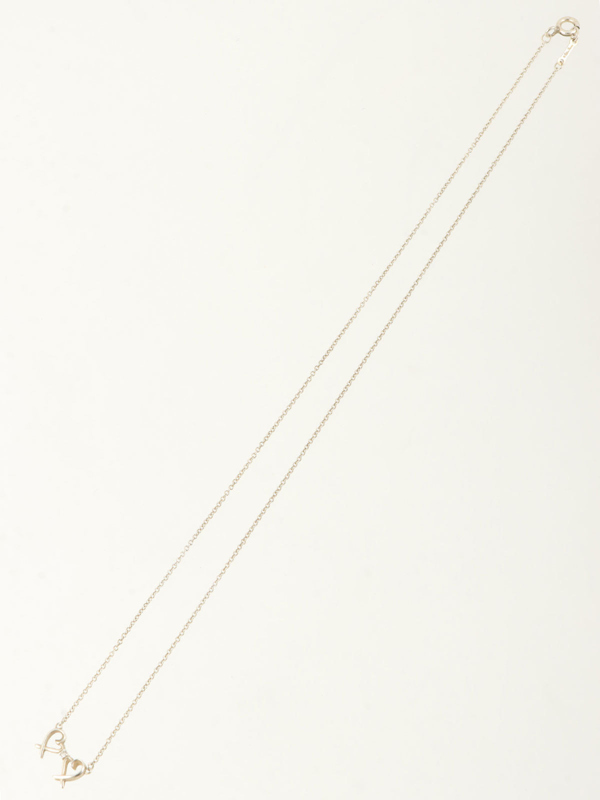 925ラインストーンダブルラビングハートネックレス シルバー