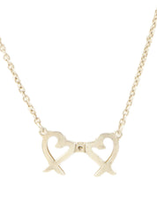 925ラインストーンダブルラビングハートネックレス シルバー