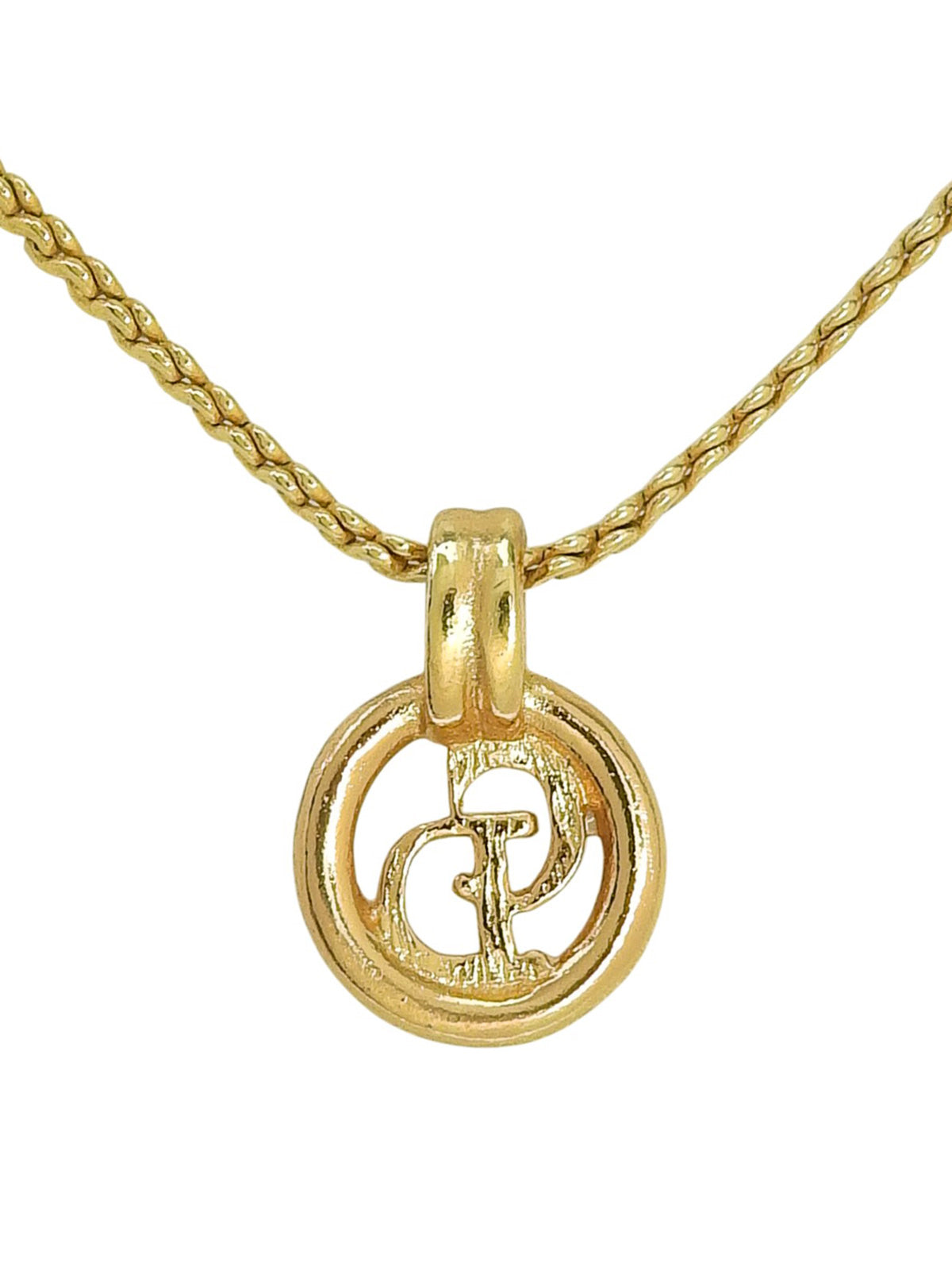 Circle Logo Plate Necklace Gold