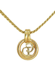 Circle Logo Plate Necklace Gold