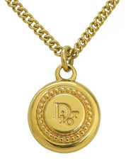 Circle Logo Plate Necklace Gold