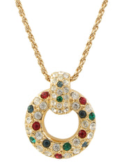 ラインストーンサークルモチーフネックレス ゴールド/マルチ