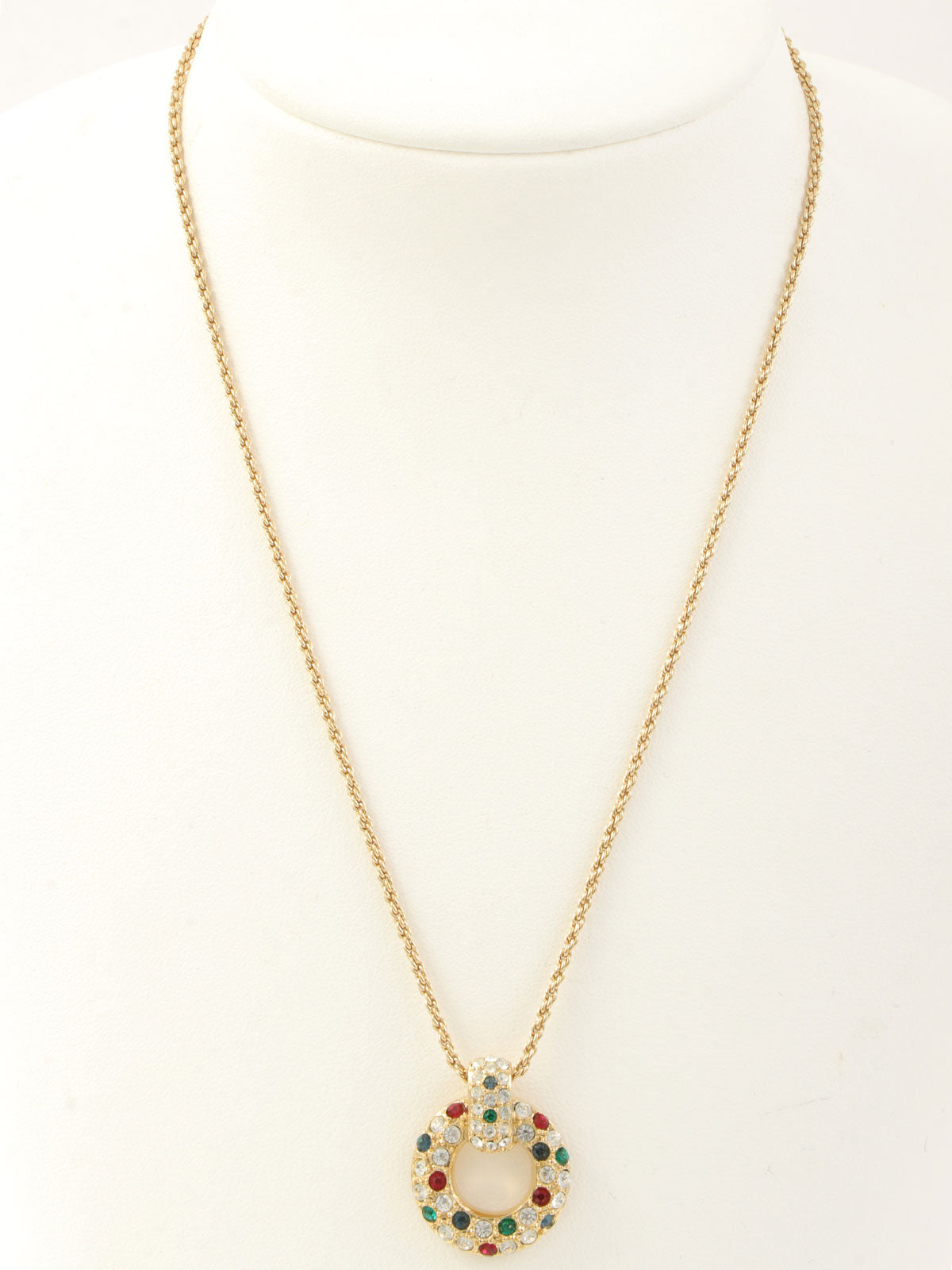 ラインストーンサークルモチーフネックレス ゴールド/マルチ