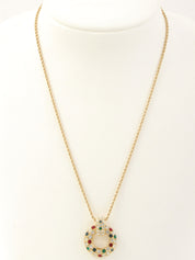 ラインストーンサークルモチーフネックレス ゴールド/マルチ