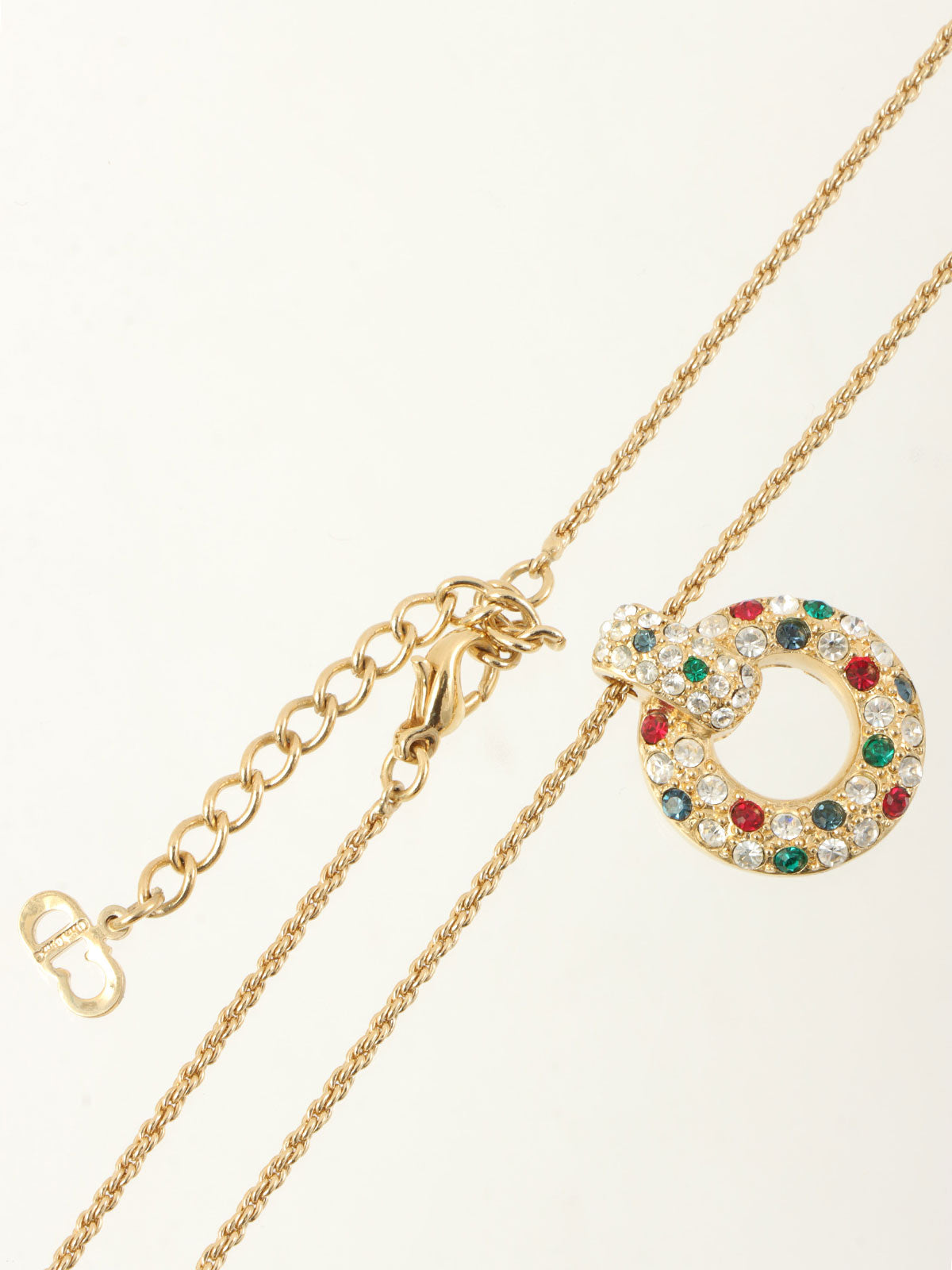 ラインストーンサークルモチーフネックレス ゴールド/マルチ