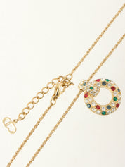 ラインストーンサークルモチーフネックレス ゴールド/マルチ