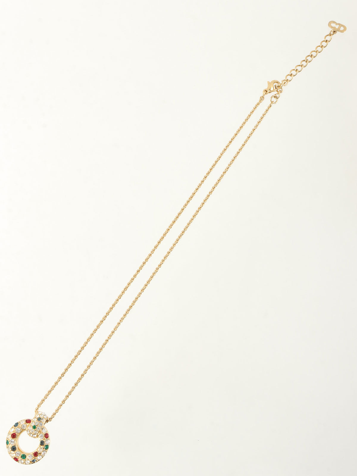 ラインストーンサークルモチーフネックレス ゴールド/マルチ