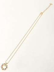 ラインストーンサークルモチーフネックレス ゴールド/マルチ