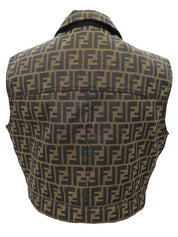 FFズッカパターンジップアップベスト ブラウン/ブラック