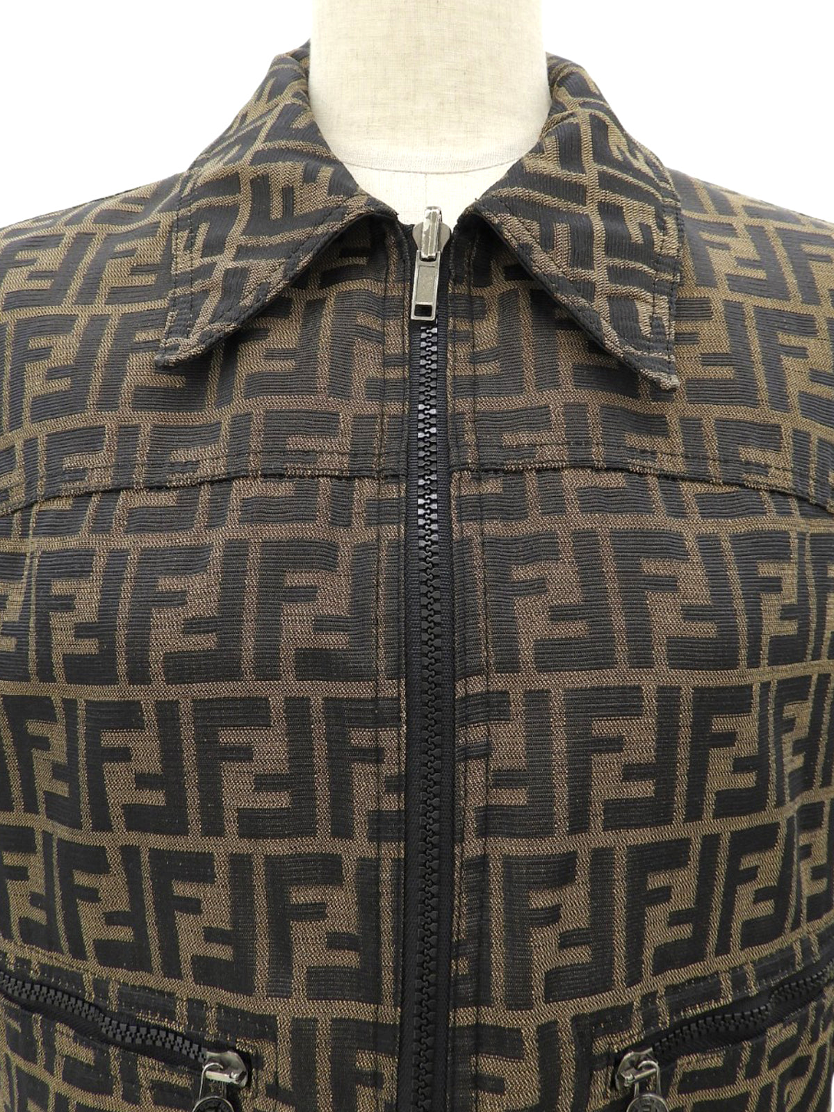 FFズッカパターンジップアップベスト ブラウン/ブラック