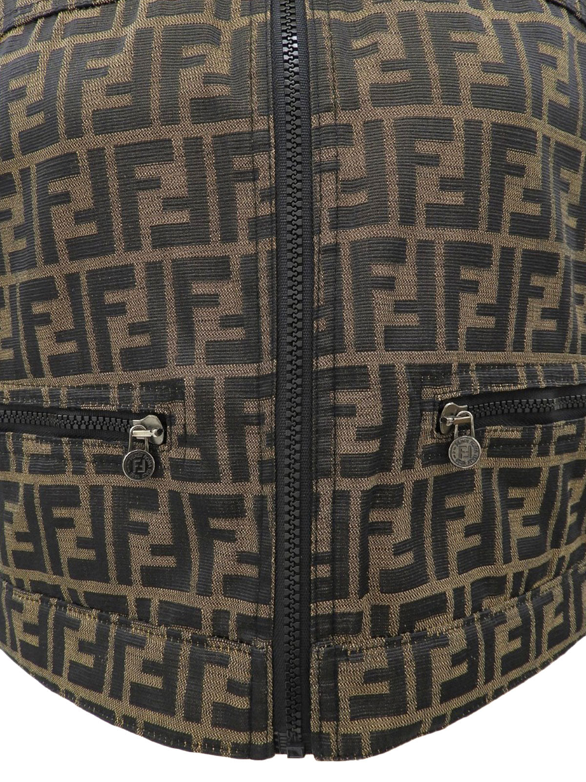 FFズッカパターンジップアップベスト ブラウン/ブラック