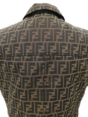 FFズッカパターンジップアップベスト ブラウン/ブラック