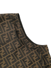 FFズッカパターンジップアップベスト ブラウン/ブラック