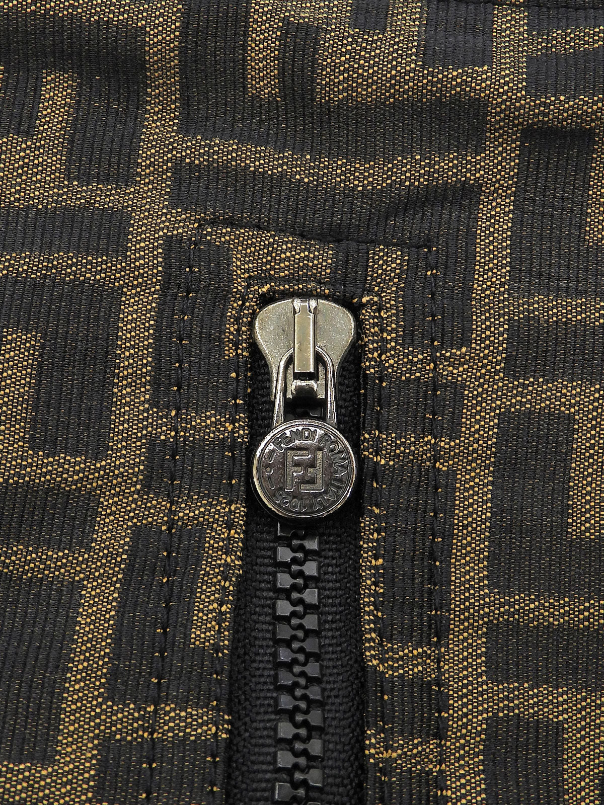 FFズッカパターンジップアップベスト ブラウン/ブラック