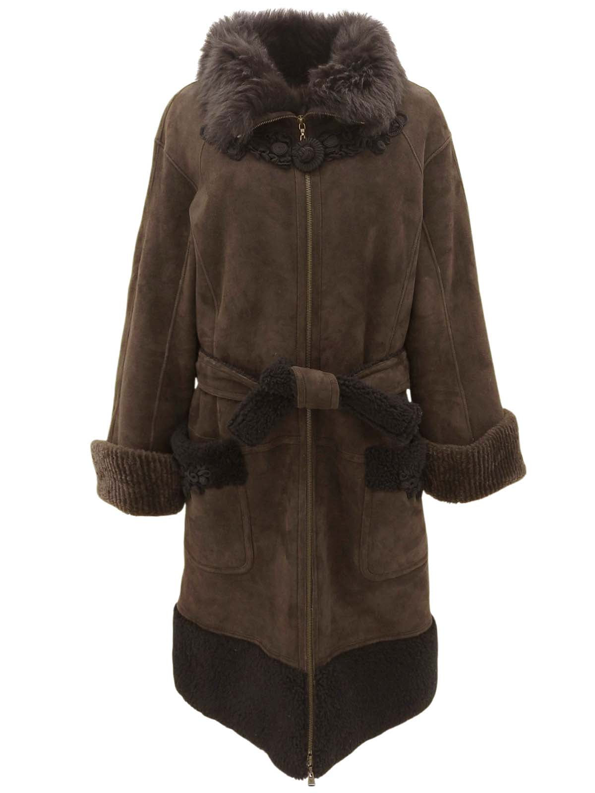 デザインモチーフムートンコート ブラウン #38
